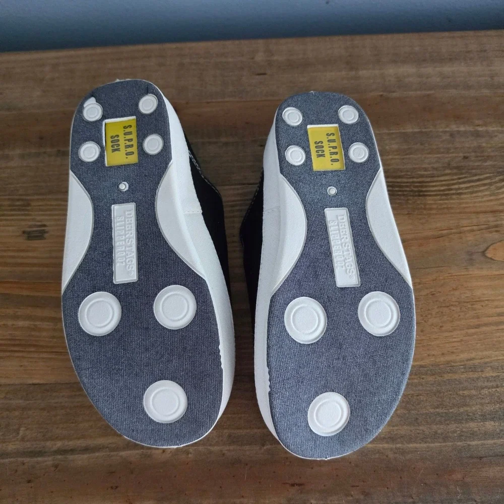 Deer Stags Youth Slipperooz Lil Spike Black Canvas Slip On Slipper Shoes Size 6M